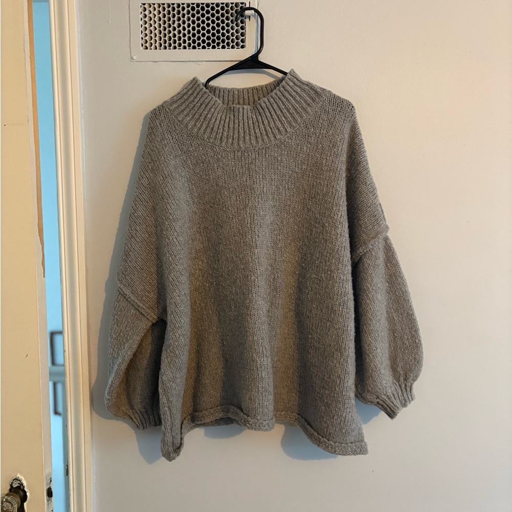 Cozy Gray Cowl-Neck Oversized Sweater